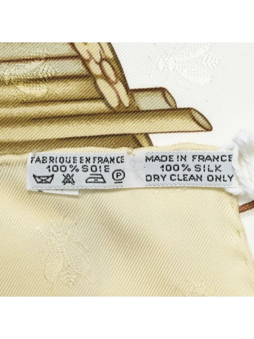 Hermes Scarf Green White 100% Jacquard Silk